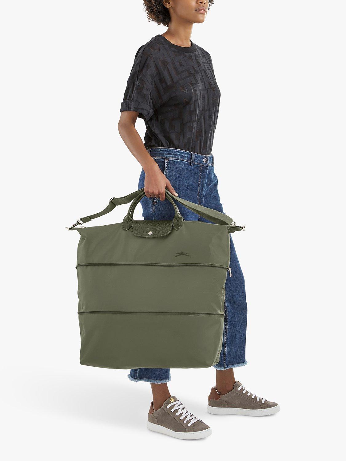 Product image 2 of 4, which shows Longchamp Le Pliage Green Recycled Canvas Expandable Travel Bag, Forest