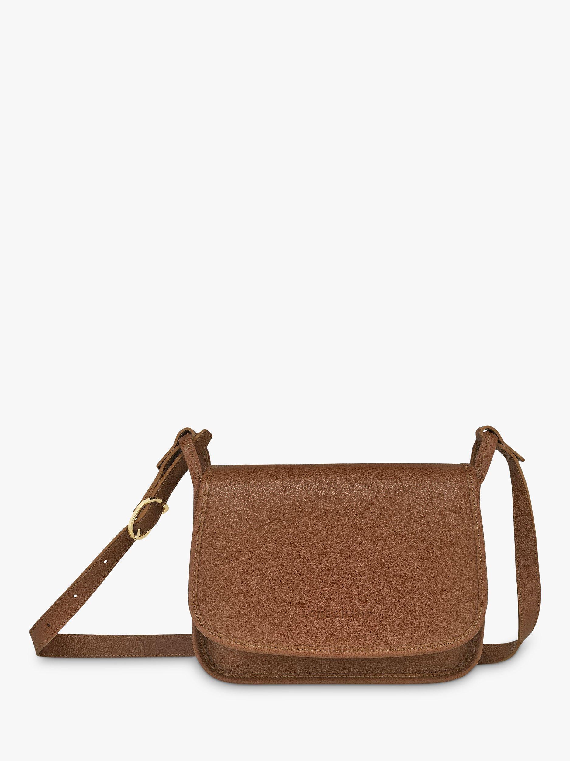 Longchamp Le Foulonné Medium Leather Flap Over Cross Body Bag, Chestnut
