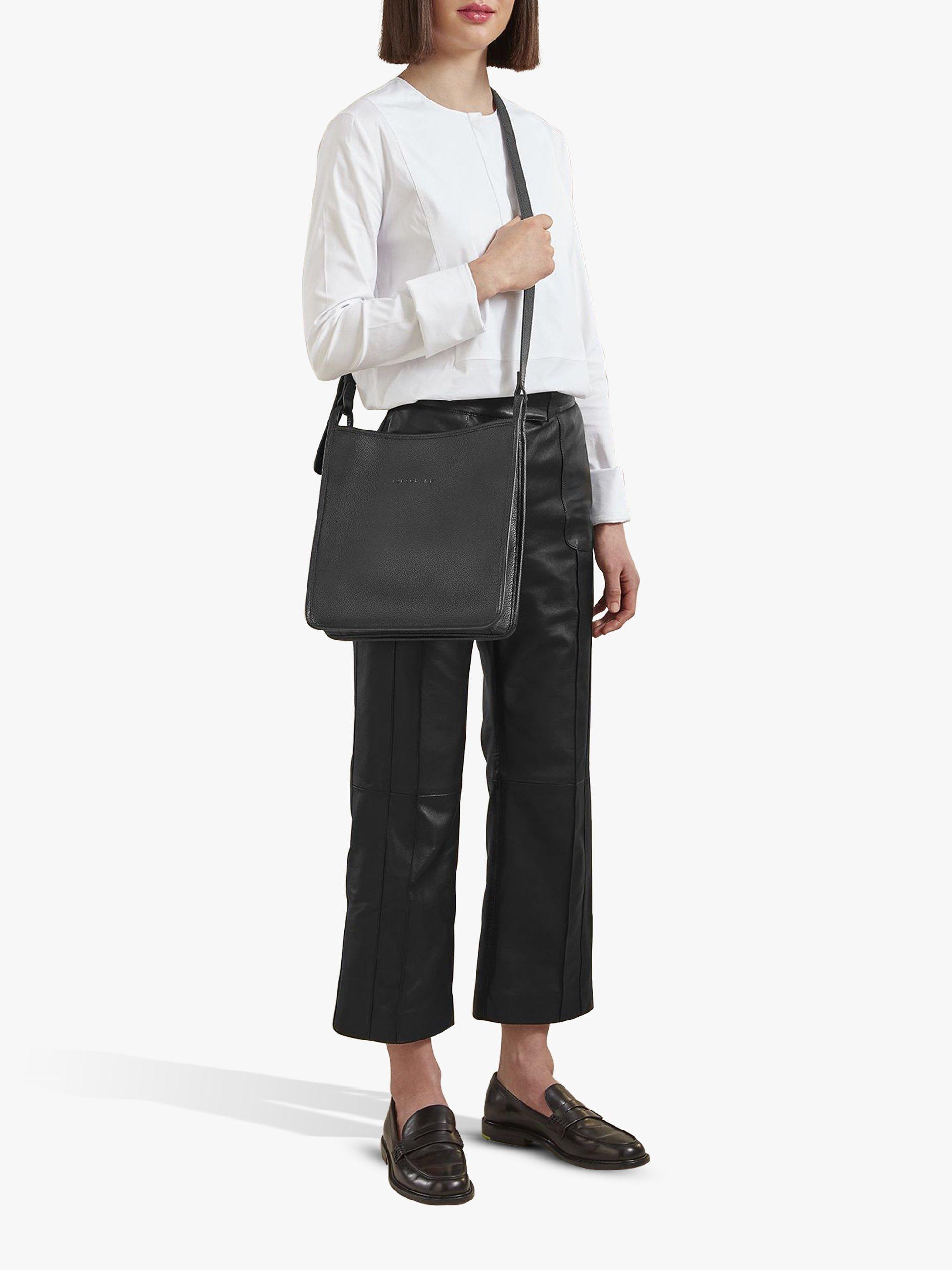 Product image 2 of 4, which shows Longchamp Le Foulonné Leather Crossbody Bag, Black