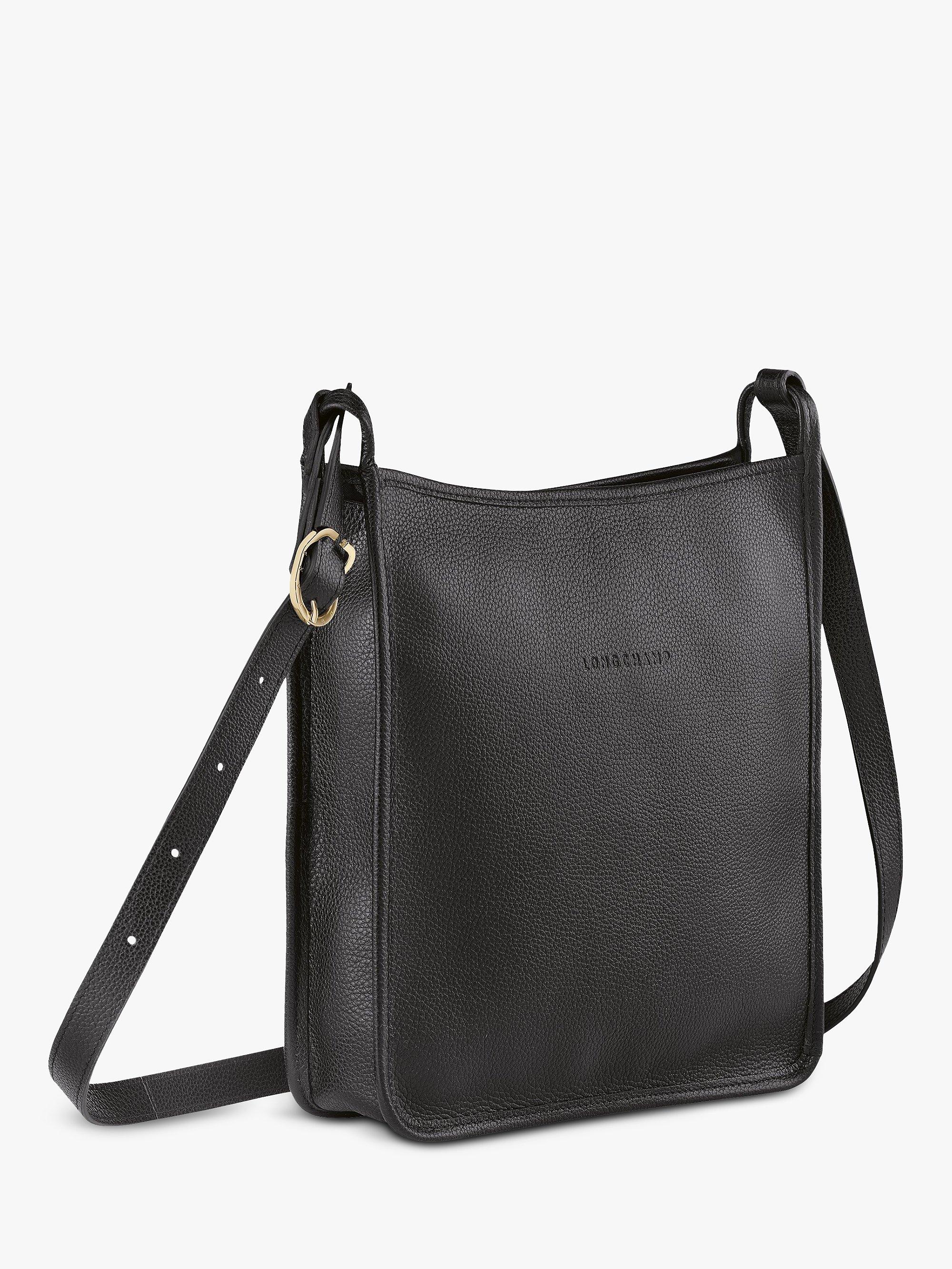 Product image 3 of 4, which shows Longchamp Le Foulonné Leather Crossbody Bag, Black