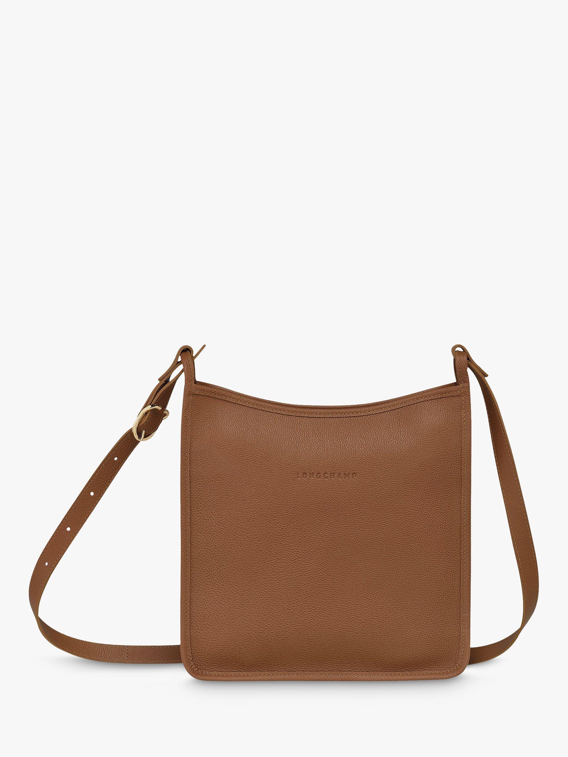 Product image 1 of 3, which shows Longchamp Le Foulonné Leather Crossbody Bag, Chestnut