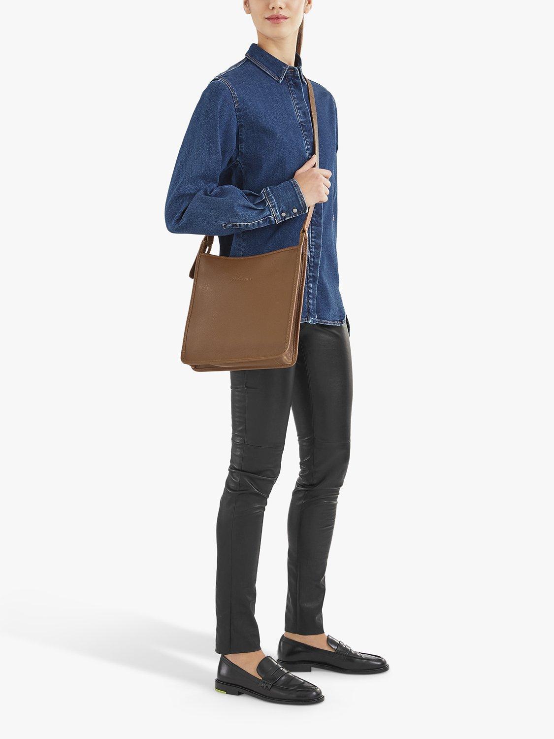 Product image 2 of 3, which shows Longchamp Le Foulonné Leather Crossbody Bag, Chestnut