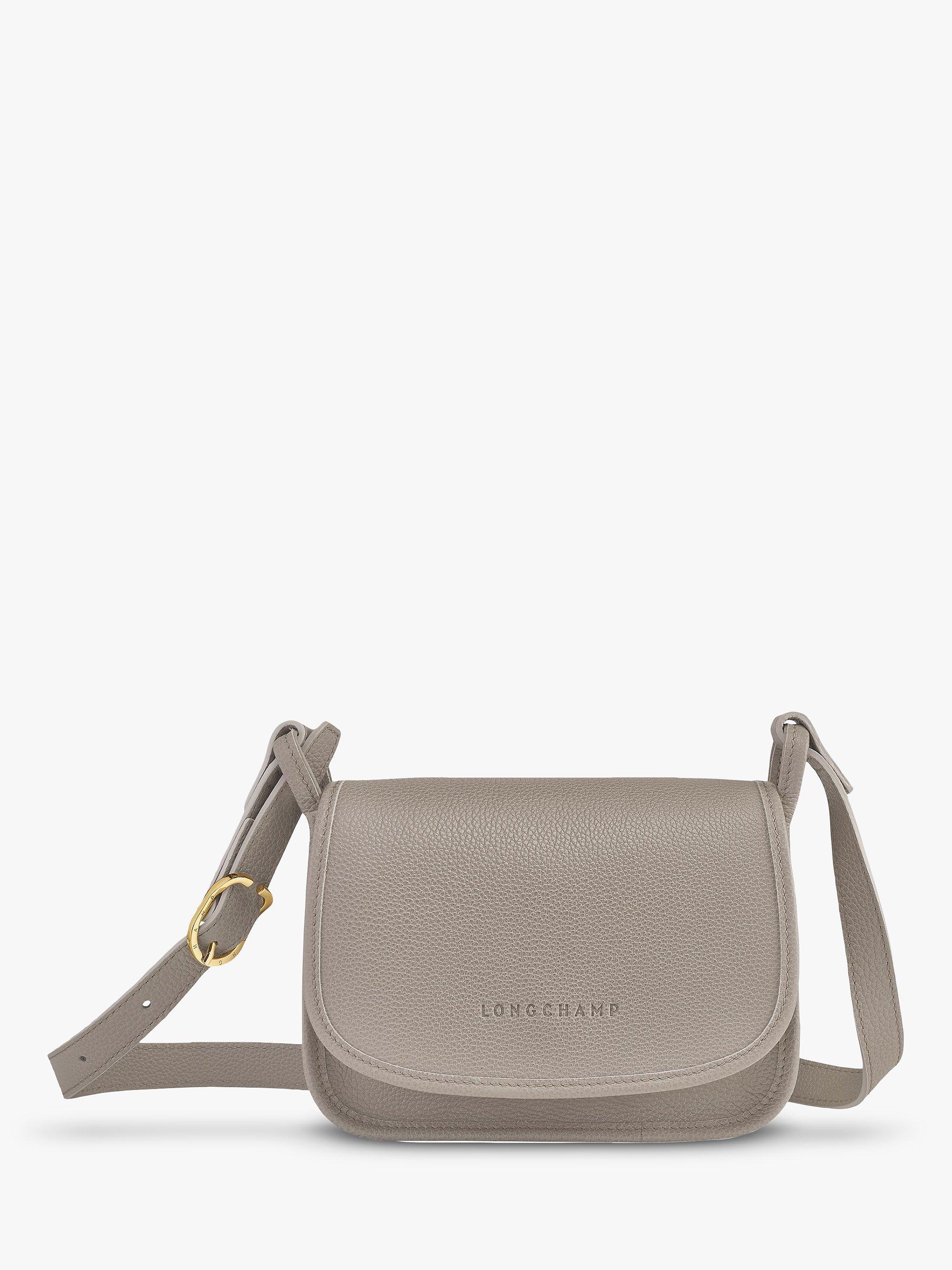 Longchamp Le Foulonné Small Leather Flap Over Cross Body Bag, Turtledove