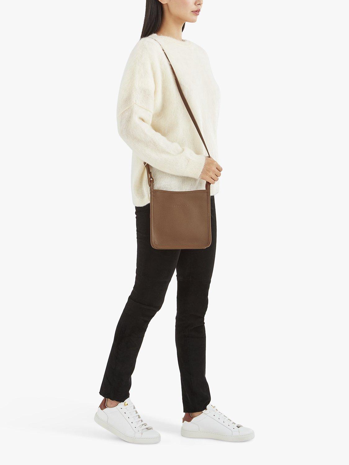 Product image 2 of 3, which shows Longchamp Le Foulonné Small Leather Cross Body Bag, Chestnut