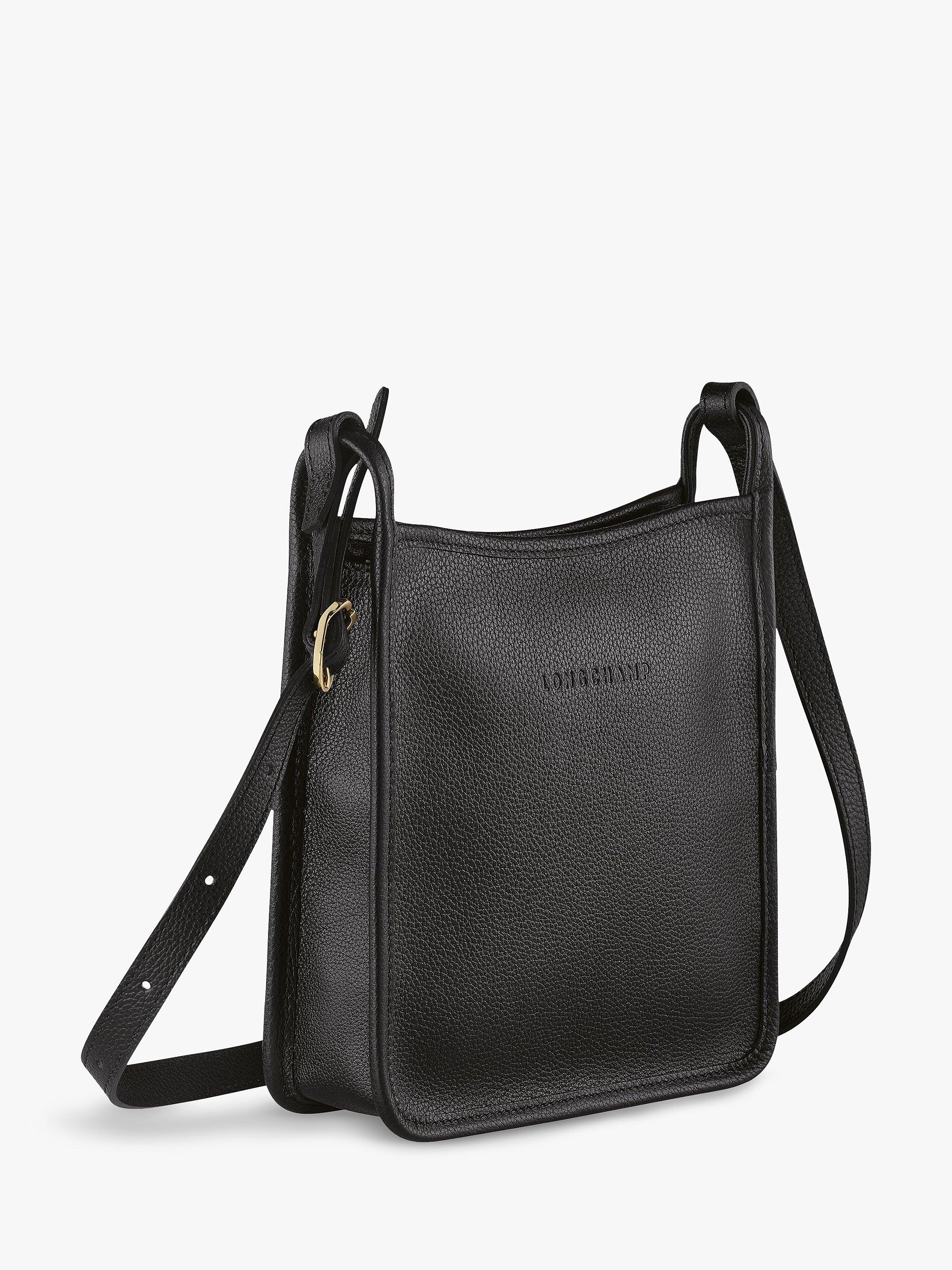 Product image 3 of 4, which shows Longchamp Le Foulonné Small Leather Cross Body Bag, Black