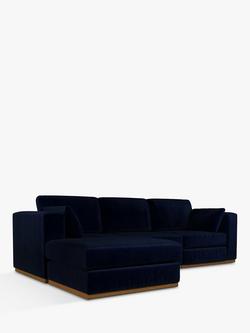 John Lewis + Swoon Rubik Grand 4 Seater LHF Chaise End Sofa, Caspian Blue Velvet