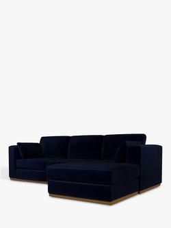 John Lewis + Swoon Rubik Grand 4 Seater RHF Chaise End Sofa, Caspian Blue Velvet