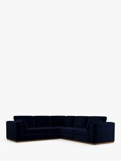 John Lewis + Swoon Rubik 5+ Seater Corner Sofa, Caspian Blue Velvet
