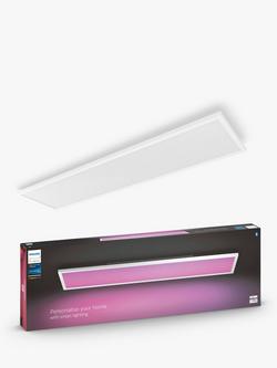 Philips Hue White and Colour Ambiance Surimu Smart LED Rectangle Panel Ceiling Light with Bluetooth, White, White