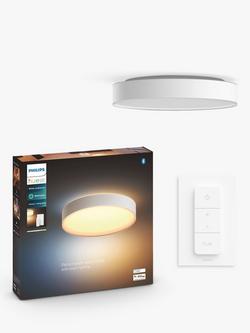 Philips Hue White Ambiance Devere Smart LED Opaque Flush Ceiling Light, White, White