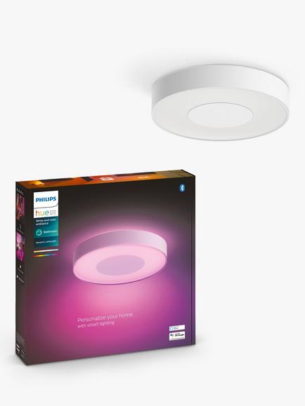 Philips Hue White and Colour Ambiance Xamento LED Smart Bathroom Ceiling Light, Large, White, White