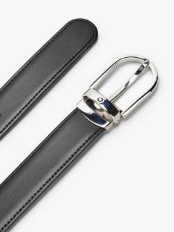 Montblanc Reversible Leather Belt With Palladium Horseshoe Buckle, Black/Brown - view 2, Black