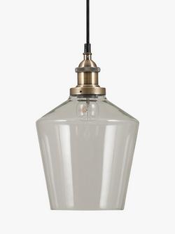 Pacific Lifestyle Glass Pendant Ceiling Light - view 2, Clear/Antique Brass