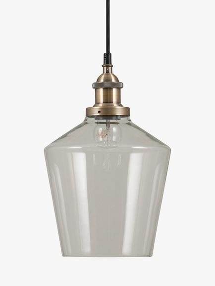 Pacific Lifestyle Glass Pendant Ceiling Light - view 2, Clear/Antique Brass