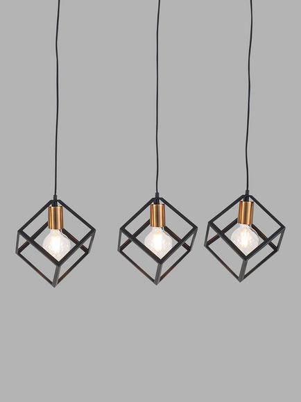 Pacific Alessio 3 Pendant Ceiling Light, Black, Black