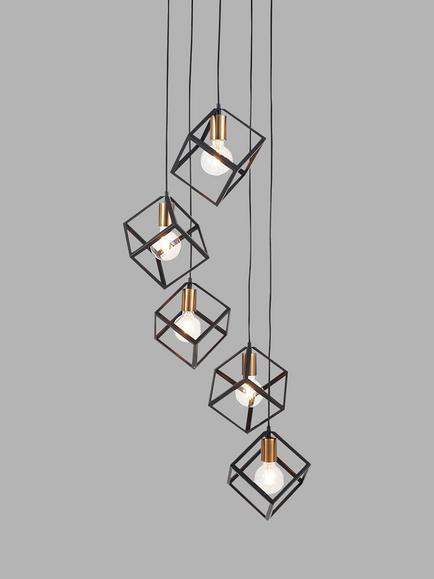 Pacific Alessio 5 Pendant Cluster Ceiling Light, Black, Black