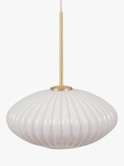 Pacific Ribbed Glass Oval Ceiling Light - view 2, White/Gold