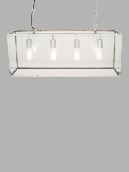 Pacific Bar Ceiling Light, Clear/Silver