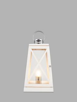 Pacific Wooden Lantern Table Lamp, White, White