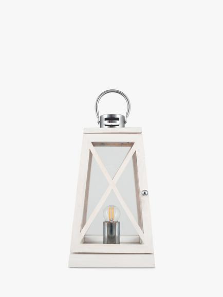 Pacific Wooden Lantern Table Lamp, White - view 2, White