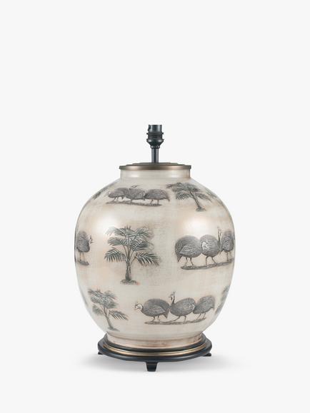 Jenny Worrall Guinea Fowl Glass Lamp Base, Large, Natural, H41.5cm, Natural