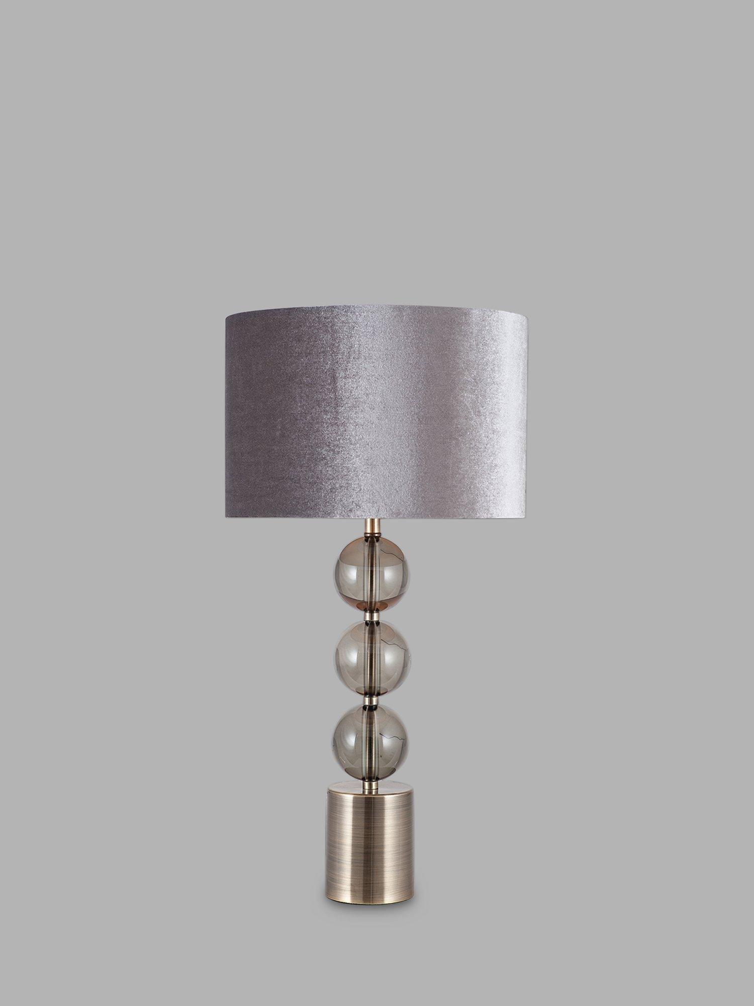 Pacific Tall Smoked Glass Table Lamp, Smoke/Antique Brass