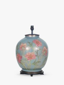 Jenny Worrall Coral Peonies Glass Lamp Base, Blue, H41.5cm - view 2, Blue