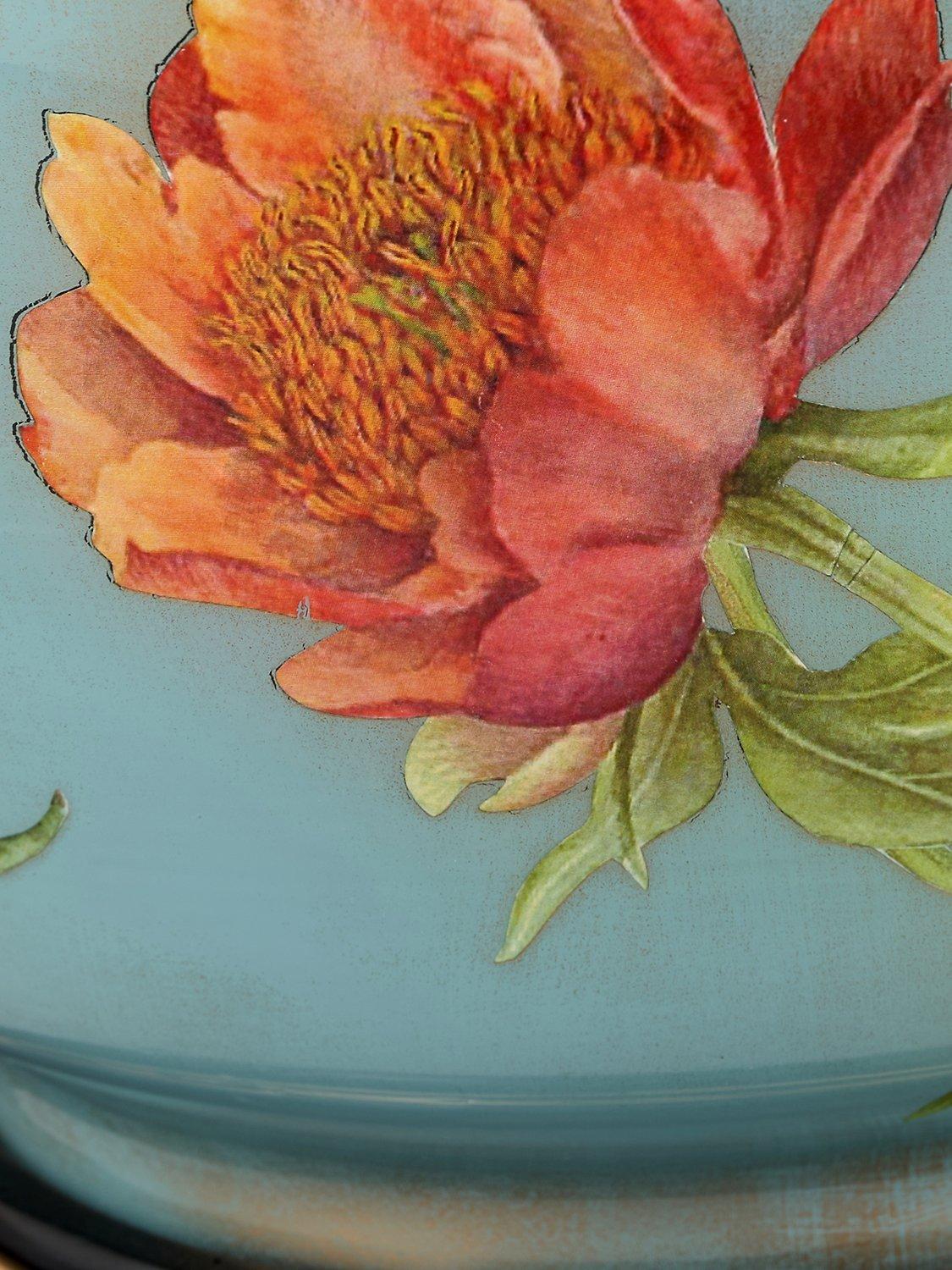 Jenny Worrall Coral Peonies Glass Lamp Base, Blue, H41.5cm