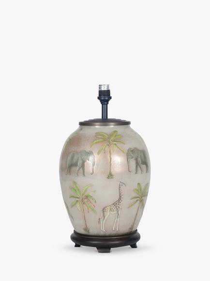 Jenny Worrall Safari Glass Lamp Base, Medium, Green, H34.5cm, Green