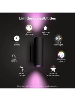 Philips Hue White and Colour Ambiance Appear LED Smart Outdoor Wall Lights, Set of 2 - view 2, Black