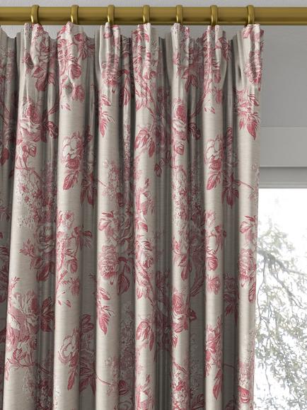 Sanderson Sorilla Damask Made to Measure Curtains or Roman Blind, Rose/Linen - view 2, Rose/Linen