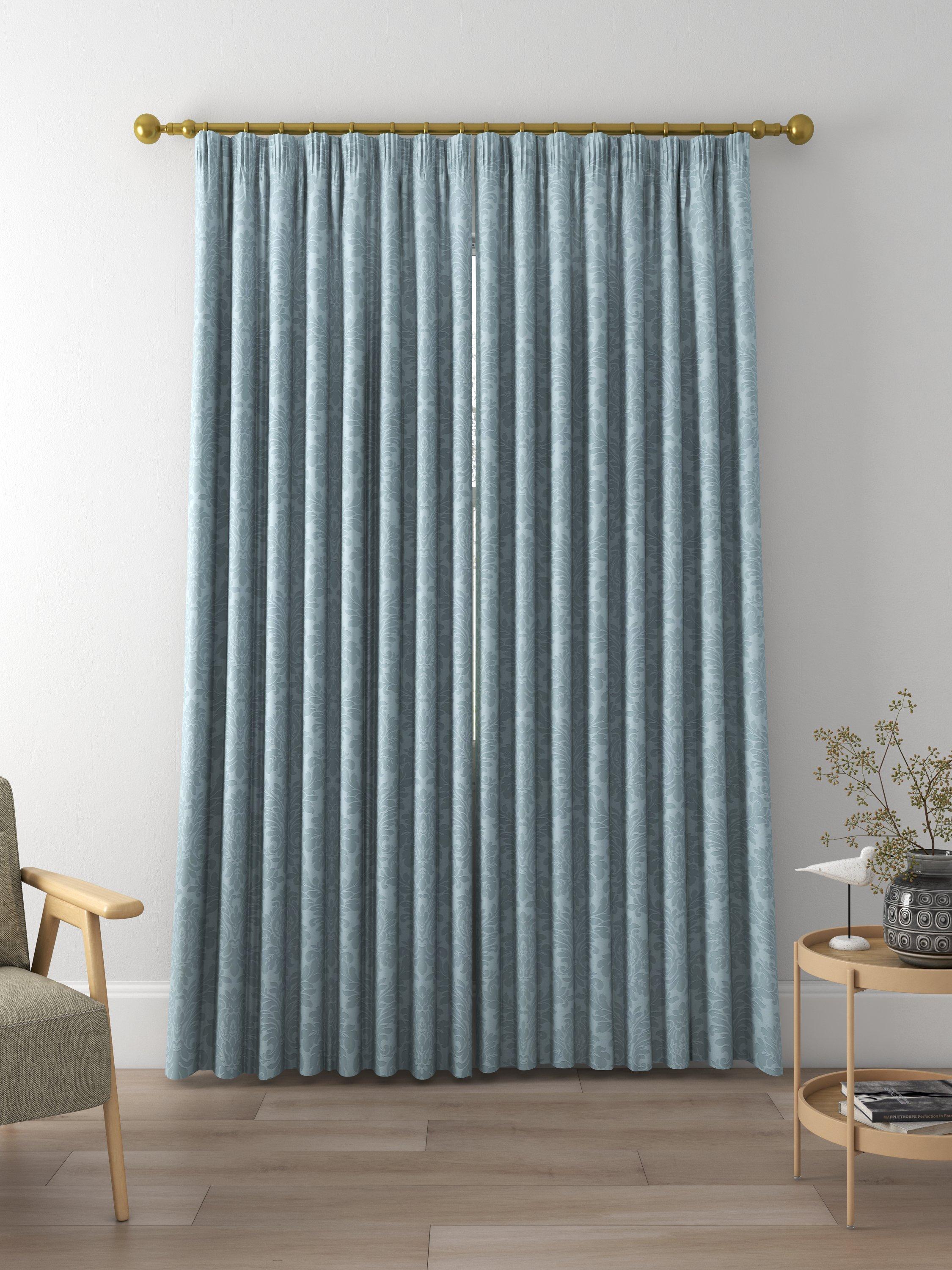 Sanderson Lymington Damask Made to Measure Curtains, Sky Blue