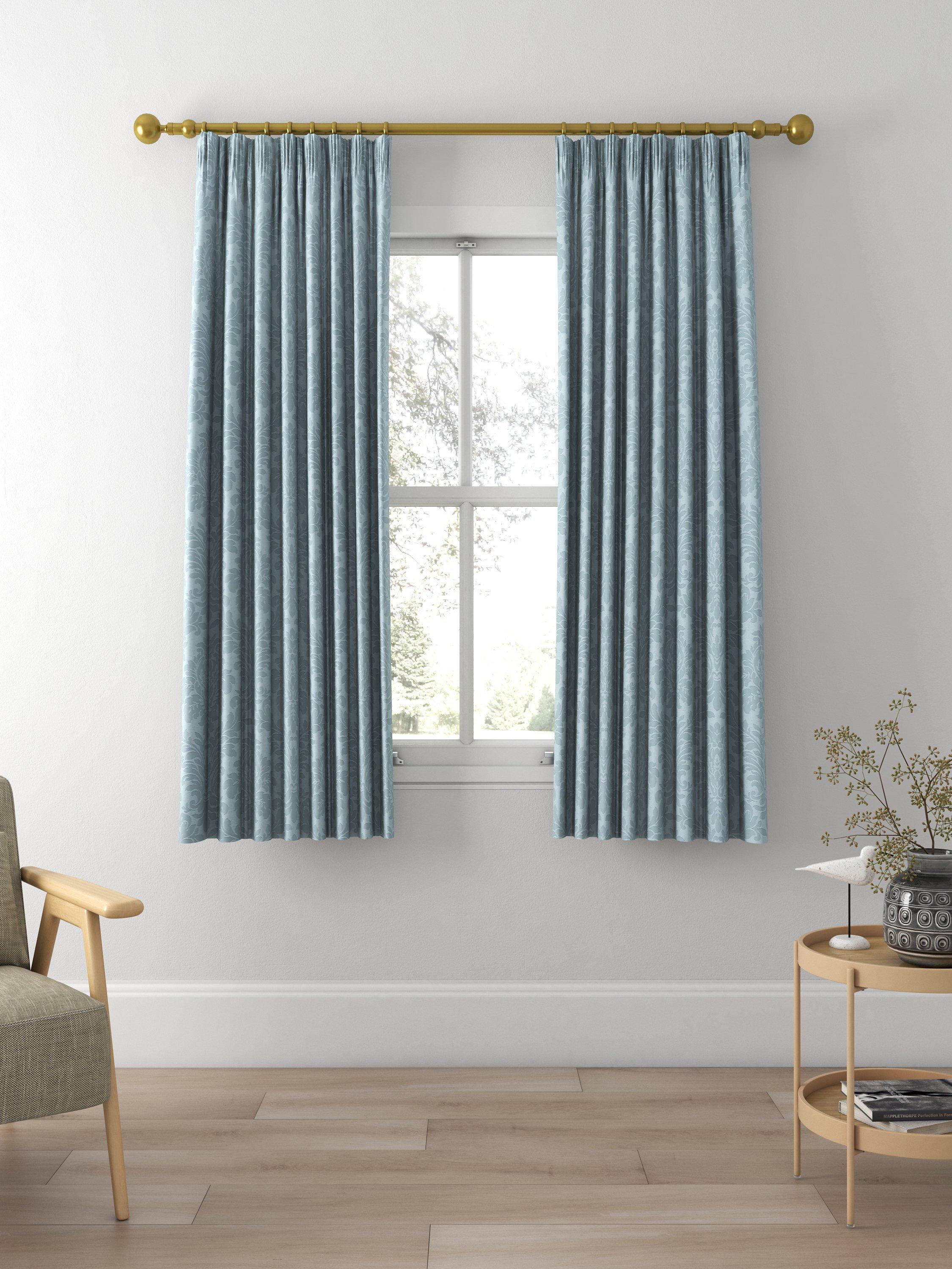 Sanderson Lymington Damask Made to Measure Curtains, Sky Blue