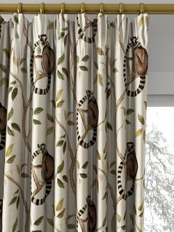 Sanderson Ringtailed Lemur Made to Measure Curtains or Roman Blind, Olive - view 2, Olive