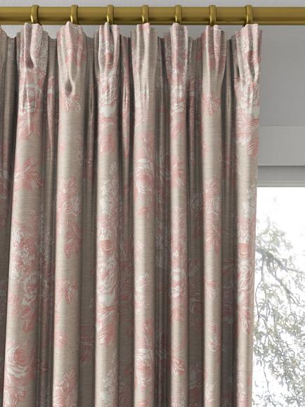 Sanderson Sorilla Damask Made to Measure Curtains or Roman Blind, Pink/Linen - view 2, Pink/Linen