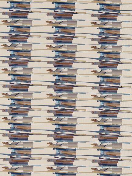 Harlequin Zeal Made to Measure Curtains or Roman Blind, Old Navy/Denim/Tan, Old Navy/Denim/Tan