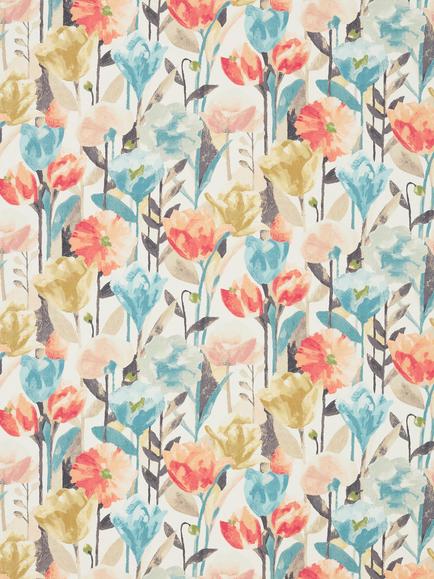 Harlequin Verdaccio Made to Measure Curtains or Roman Blind, Coral/Maize/Cornflower, Coral/Maize/Cornflower