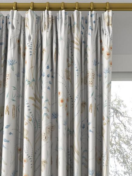 Sanderson Summer Harvest Made to Measure Curtains or Roman Blind, Cornflower/Wheat - view 2, Cornflower/Wheat