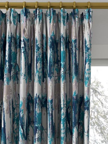 Harlequin Takara Made to Measure Curtains or Roman Blind, Teal/Ink - view 2, Teal/Ink