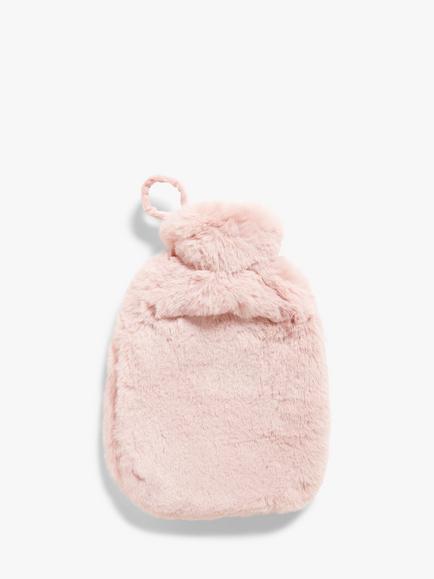 John Lewis Faux Fur Hot Water Bottle, Pink