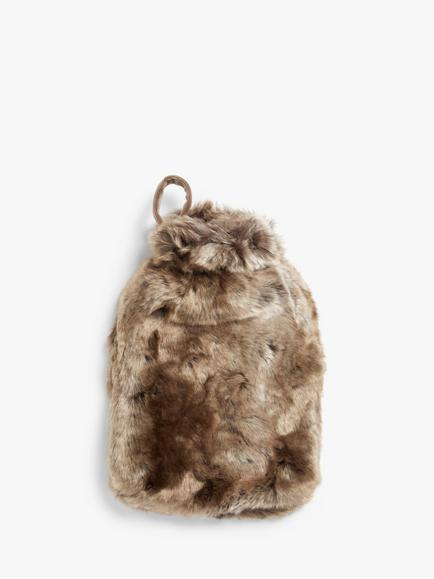 John Lewis Faux Fur Hot Water Bottle, Brown
