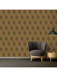 Galerie Peacock Feather Motif Wallpaper, Brown Ac60010