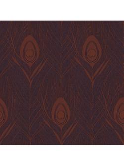 Galerie Peacock Feather Motif Wallpaper, Red Ac60007