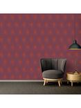 Galerie Peacock Feather Motif Wallpaper, Red Ac60007