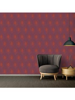 Galerie Peacock Feather Motif Wallpaper - view 2, Red Ac60007