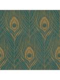 Galerie Peacock Feather Motif Wallpaper, Blue Ac60006