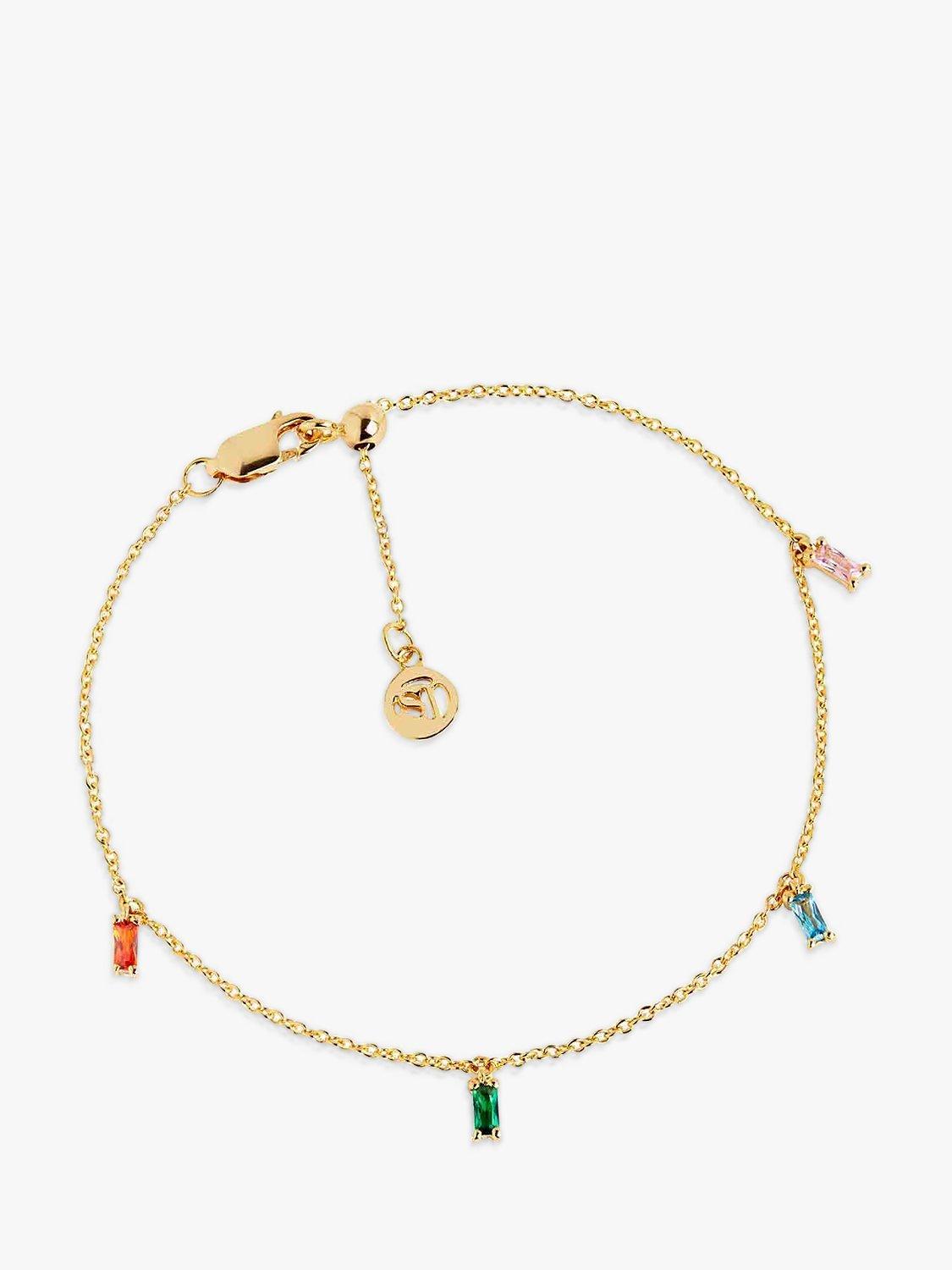 Product image 1 of 3, which shows Sif Jakobs Jewellery Princess Baguette Cubic Zirconia Chain Bracelet, Gold/Multi