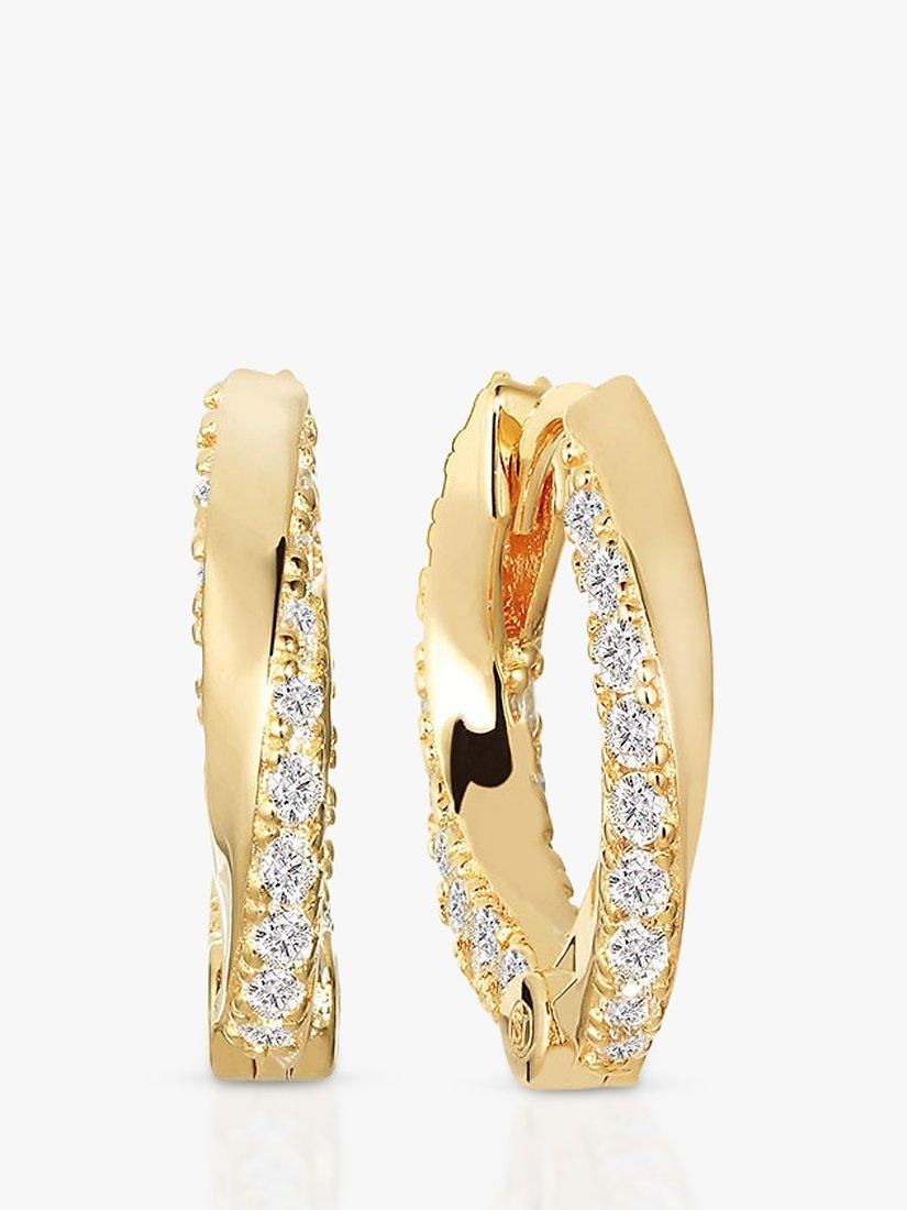 Product image 1 of 2, which shows Sif Jakobs Jewellery Ferrara Medio Cubic Zirconia Medium Hoop Earrings, Gold
