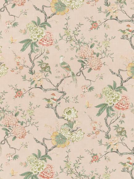 GP & J Baker Oriental Bird Made to Measure Curtains or Roman Blind, Blush, Blush
