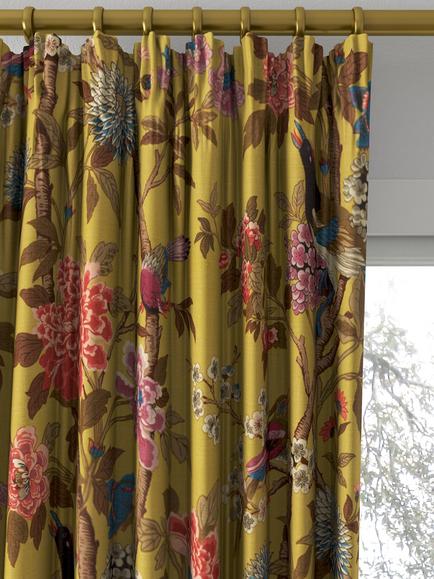 GP & J Baker Hydrangea Bird Made to Measure Curtains or Roman Blind, Ochre - view 2, Ochre